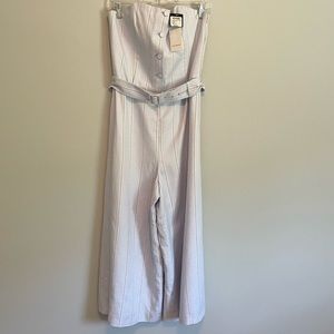 NWT Club Monaco Strapless Albertahh Jumpsuit Wide Leg - Striped with Belt - sz 8